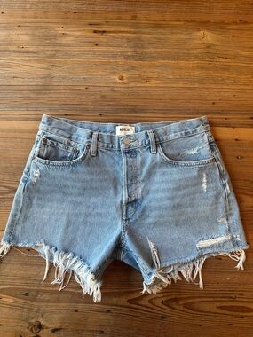 AGOLDE Parker Long Distressed Denim Cutoff Shorts